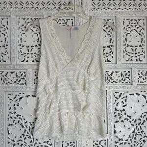 Ric Rac cream lace coquette cottagecore v neck tank top‎ size medium